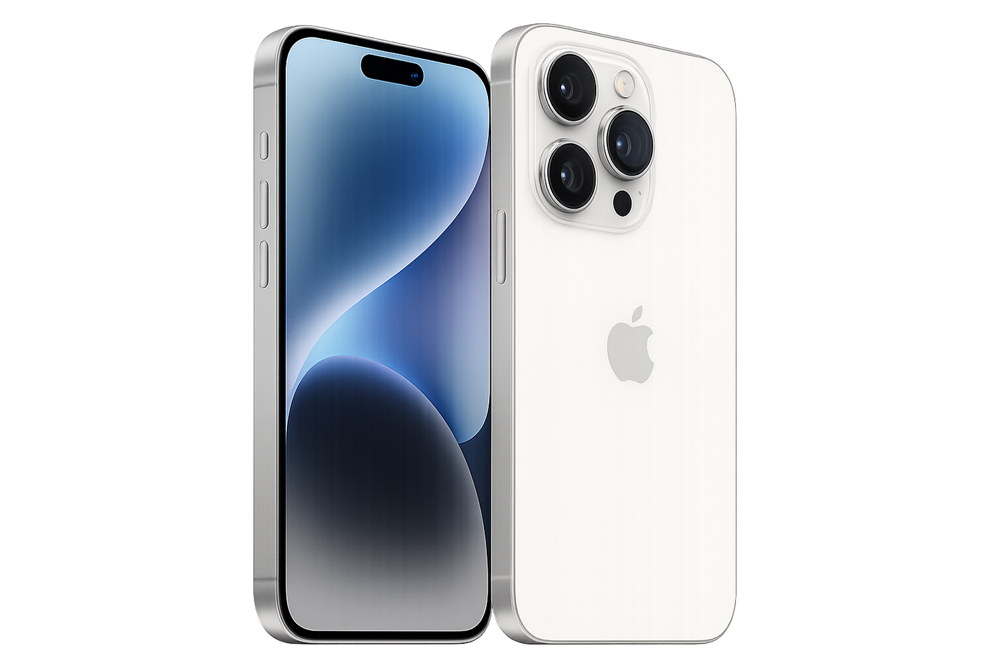 iphone 16 pro, transparent background, colour white titanium, photo must me realistic.