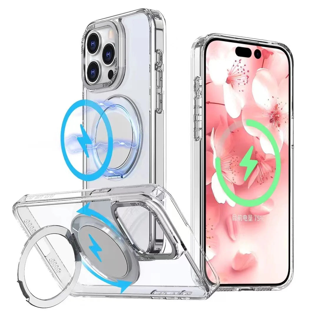 Apple iPhone 17 Clear case 360° Rotatable Ring Stand Compatible With Magsafe