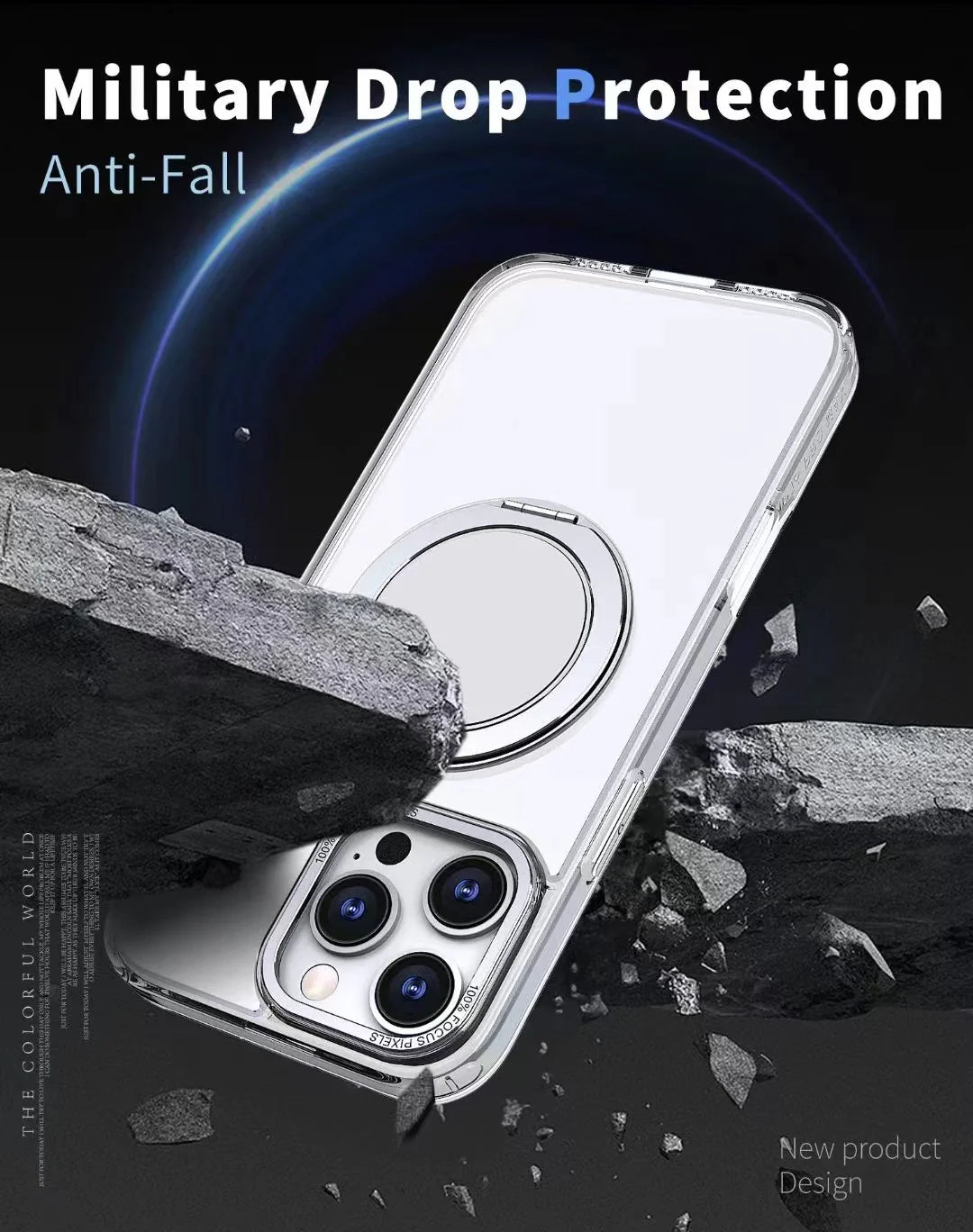 Apple iPhone 17 Clear case 360° Rotatable Ring Stand Compatible With Magsafe
