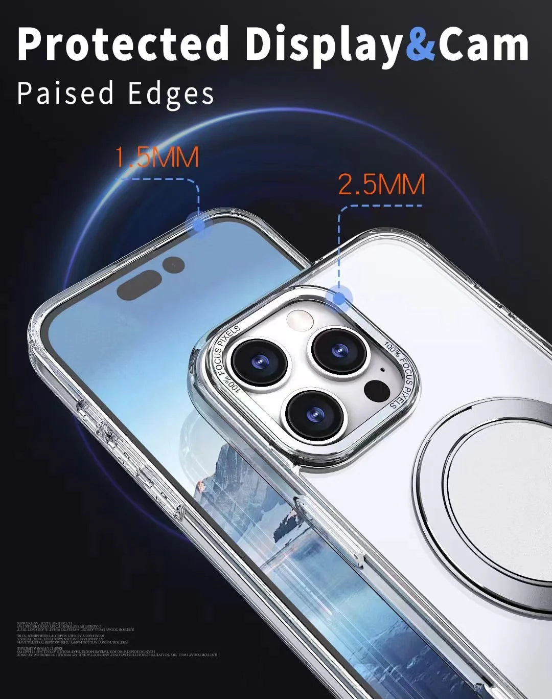 Apple iPhone 17 Clear case 360° Rotatable Ring Stand Compatible With Magsafe