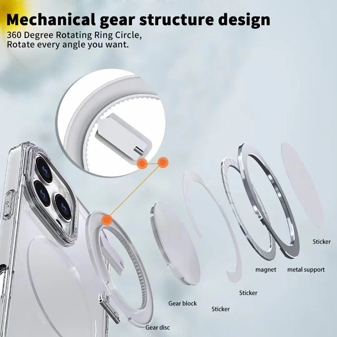 Apple iPhone 17 Clear case 360° Rotatable Ring Stand Compatible With Magsafe