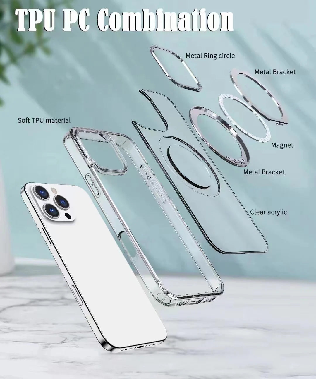 Apple iPhone 17 Clear case 360° Rotatable Ring Stand Compatible With Magsafe
