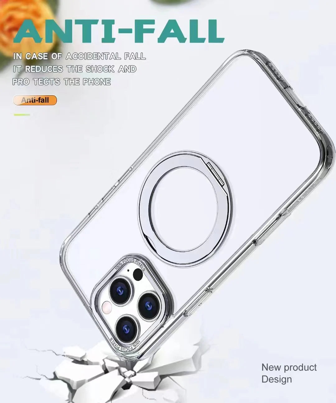 Apple iPhone 17 Clear case 360° Rotatable Ring Stand Compatible With Magsafe