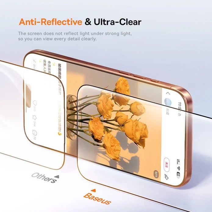 Baseus Crystal Diamond HD Tempered Glass Screen Protector iPhone 17 Pro 0.3mm 3D Curved 9H