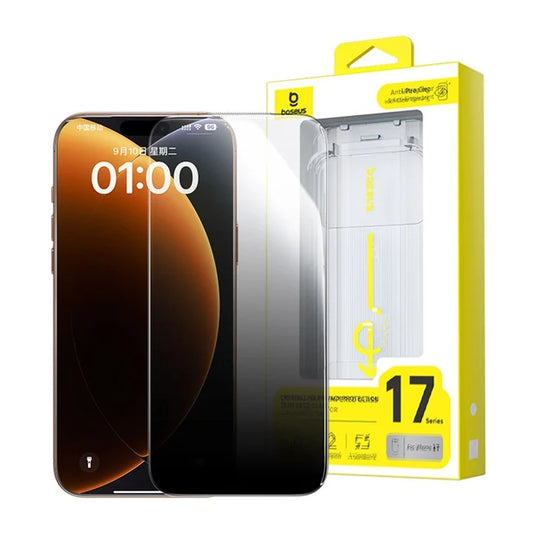Baseus 9H Privacy Screen Protector for iPhone 17 Pro and 16 Pro — 28° Anti-Spy Tempered Glass