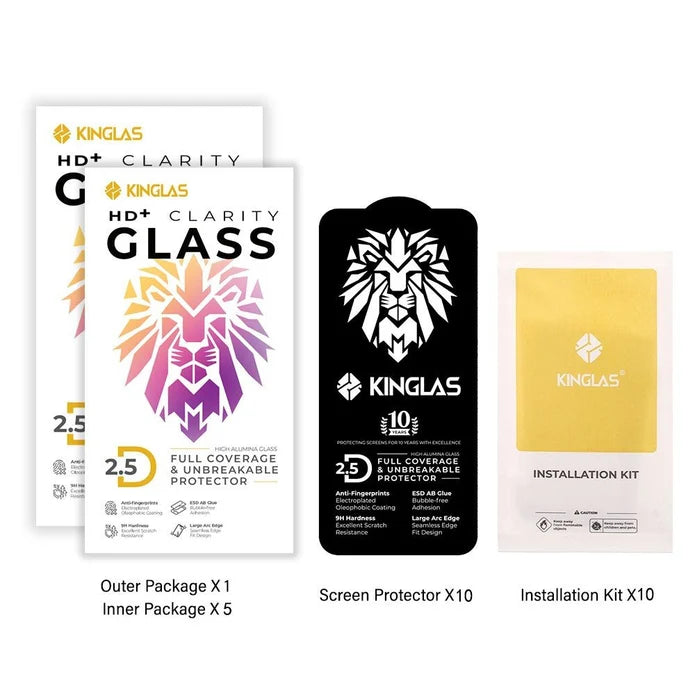 Kinglas iPhone 17 Air 9H Tempered Glass Screen Protector 10-Pack Bulk Trade Technician Pack